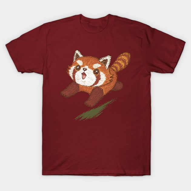 Red panda running T-Shirt by sanogawa